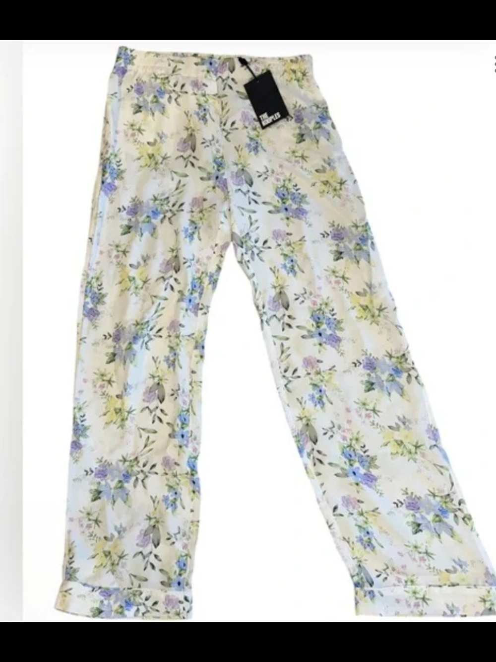 The Kooples Blue & Purple Floral Print Straight-Leg Woven Trousers.